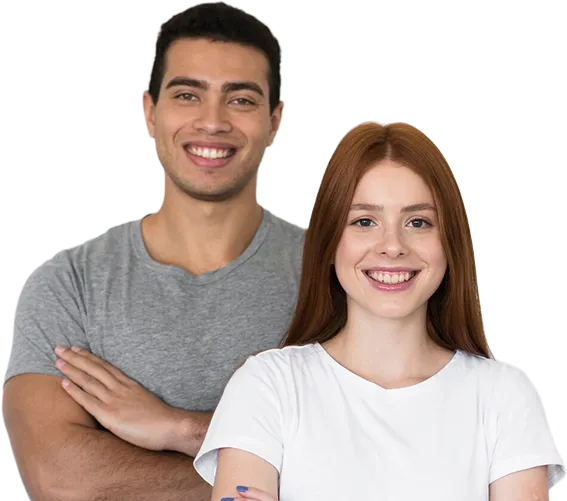 Homem e mulher confiantes para matricula-se